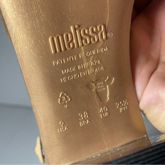 Melissa Elegant Gold and Black Heels - Picture 2 of 15